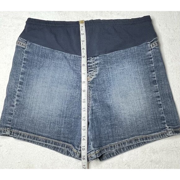 Oh Baby Motherhood Maternity Jean Shorts Size Medium Denim M Cuffed Short - Picture 2 of 3